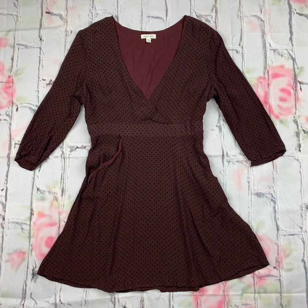 Silence + Noise Urban Outfitters womens 6 purple print 3/4 sleeve mini dress